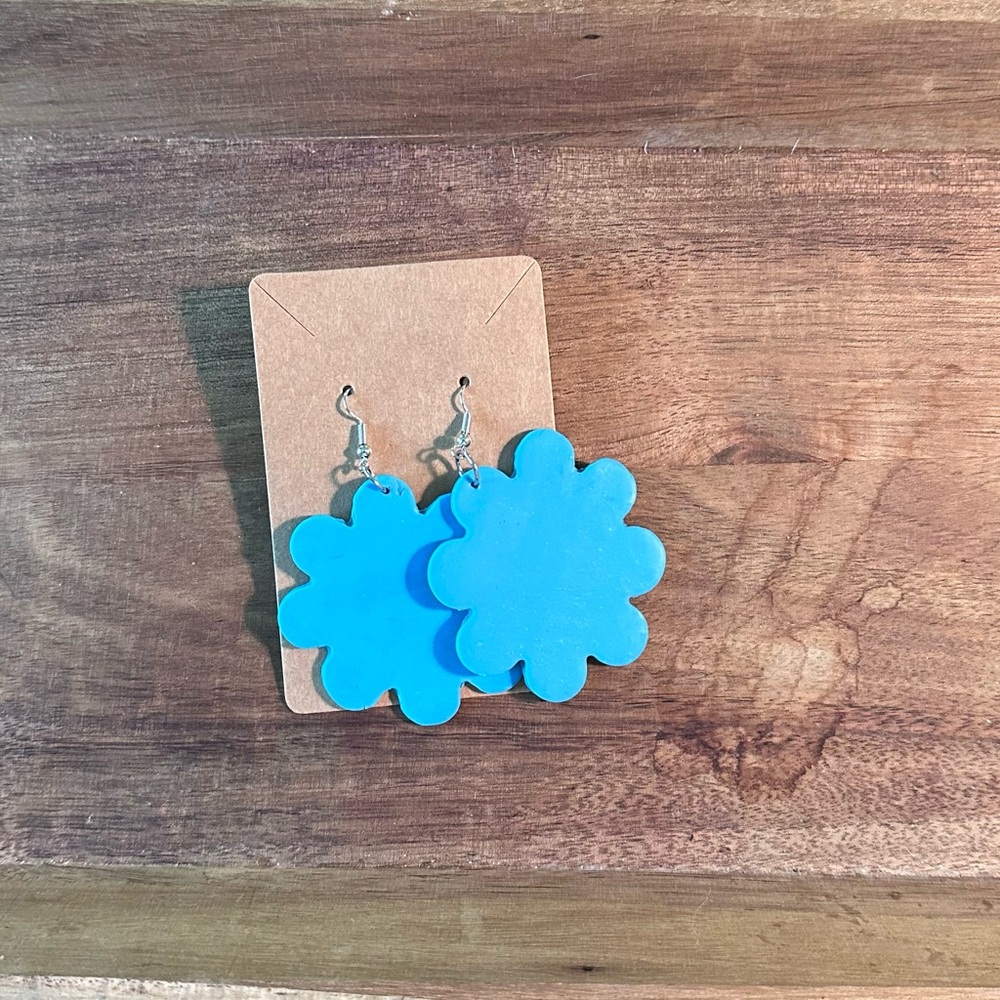 Turquoise Floral Statement Earrings with Metal Hooks